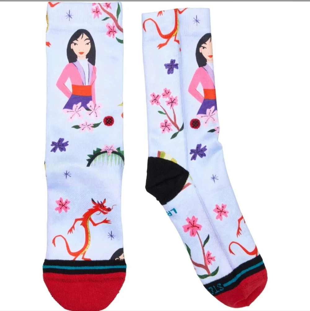 NWT Kids Mulan Estee Srance Crew Socks - Red, Black, White